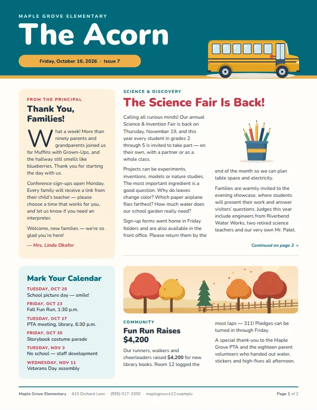 The School Weekly template